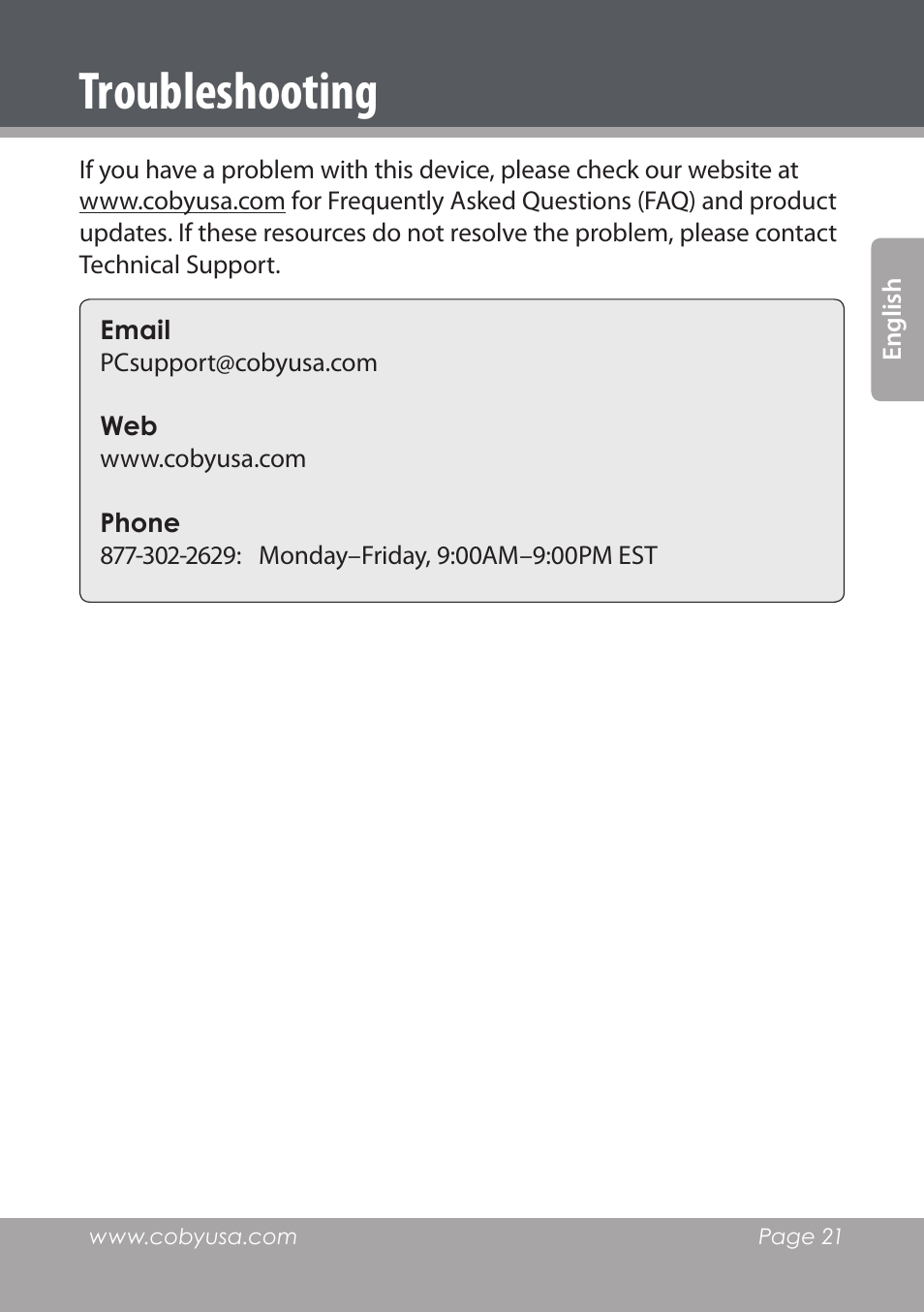 Troubleshooting | COBY electronic NBPC892 User Manual | Page 21 / 138