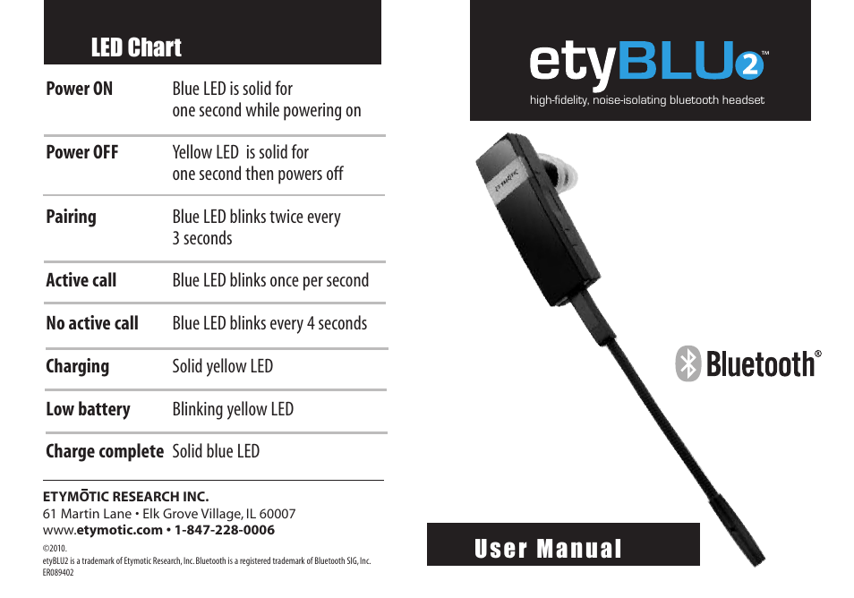 Etymotic etyBLU2 Headset User Manual | 16 pages