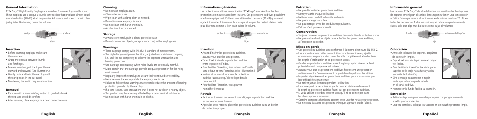 Etymotic ETY•Plugs® High Fidelity Earplugs User Manual | Page 2 / 2