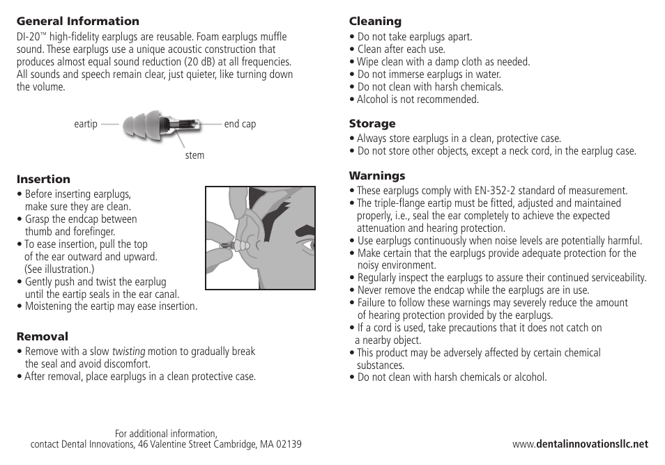 Etymotic DI-15® High-Definition Electronic Earplugs for Dentists User Manual | Page 2 / 2
