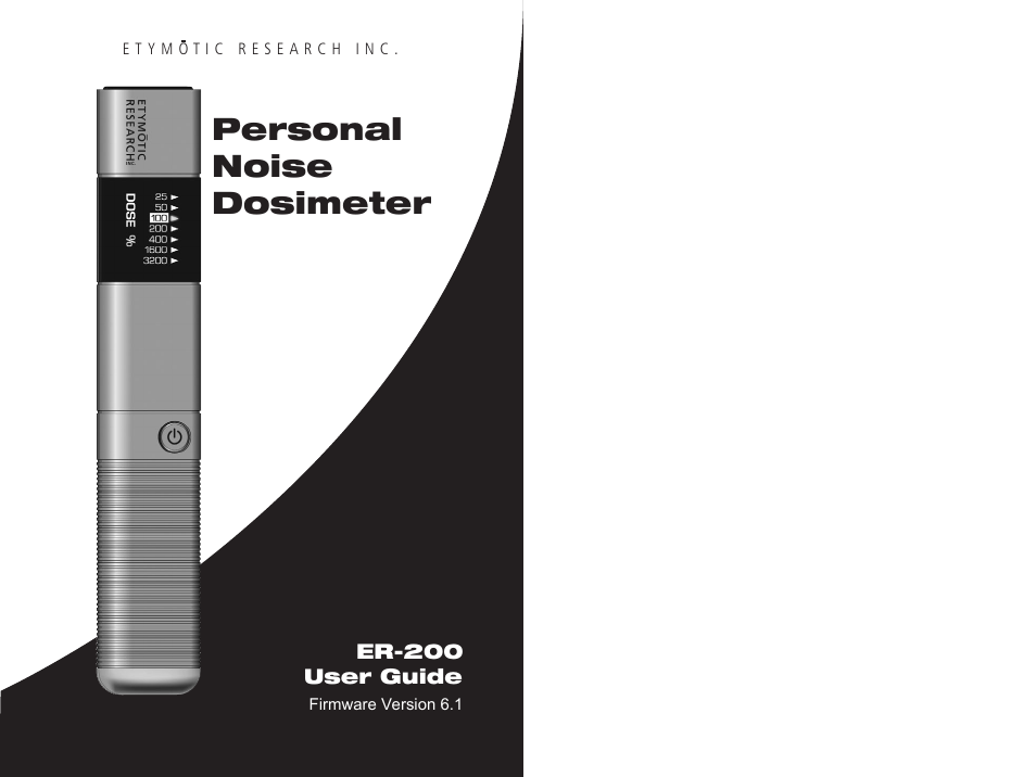 Etymotic ER•200 Personal Noise Dosimeter User Manual | 11 pages