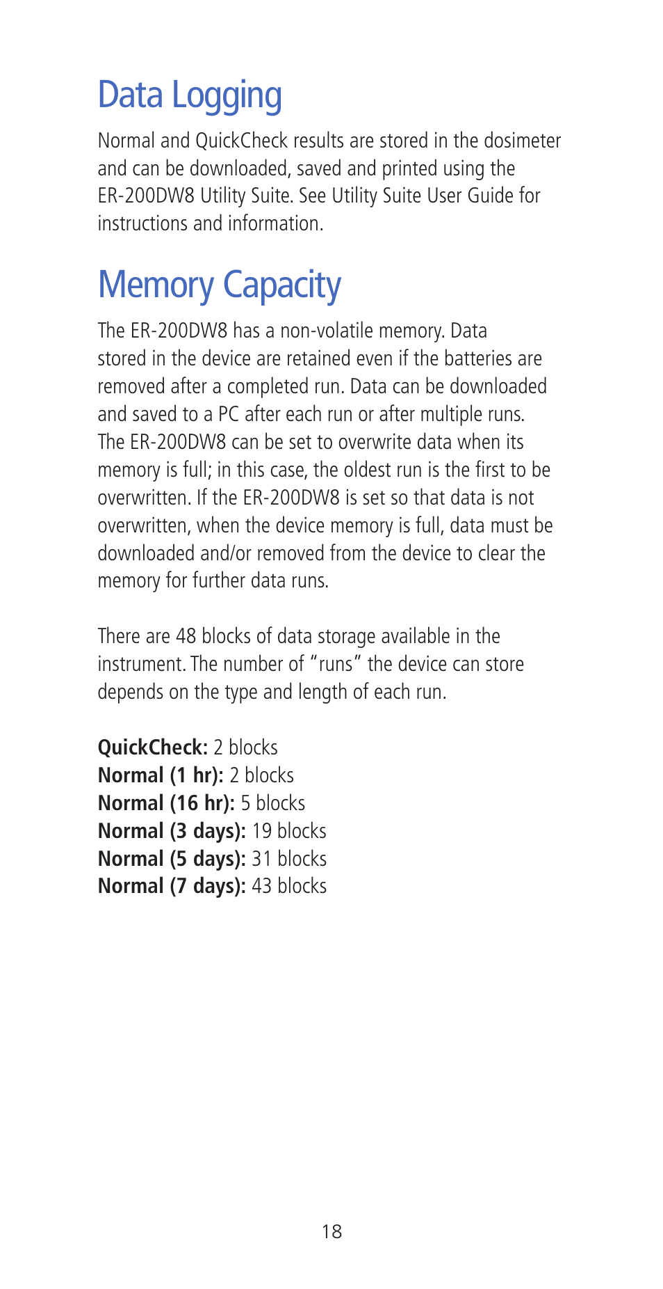 Data logging | Etymotic ER•200DW8 Personal Noise Dosimeter with Data Logging User Manual | Page 18 / 47