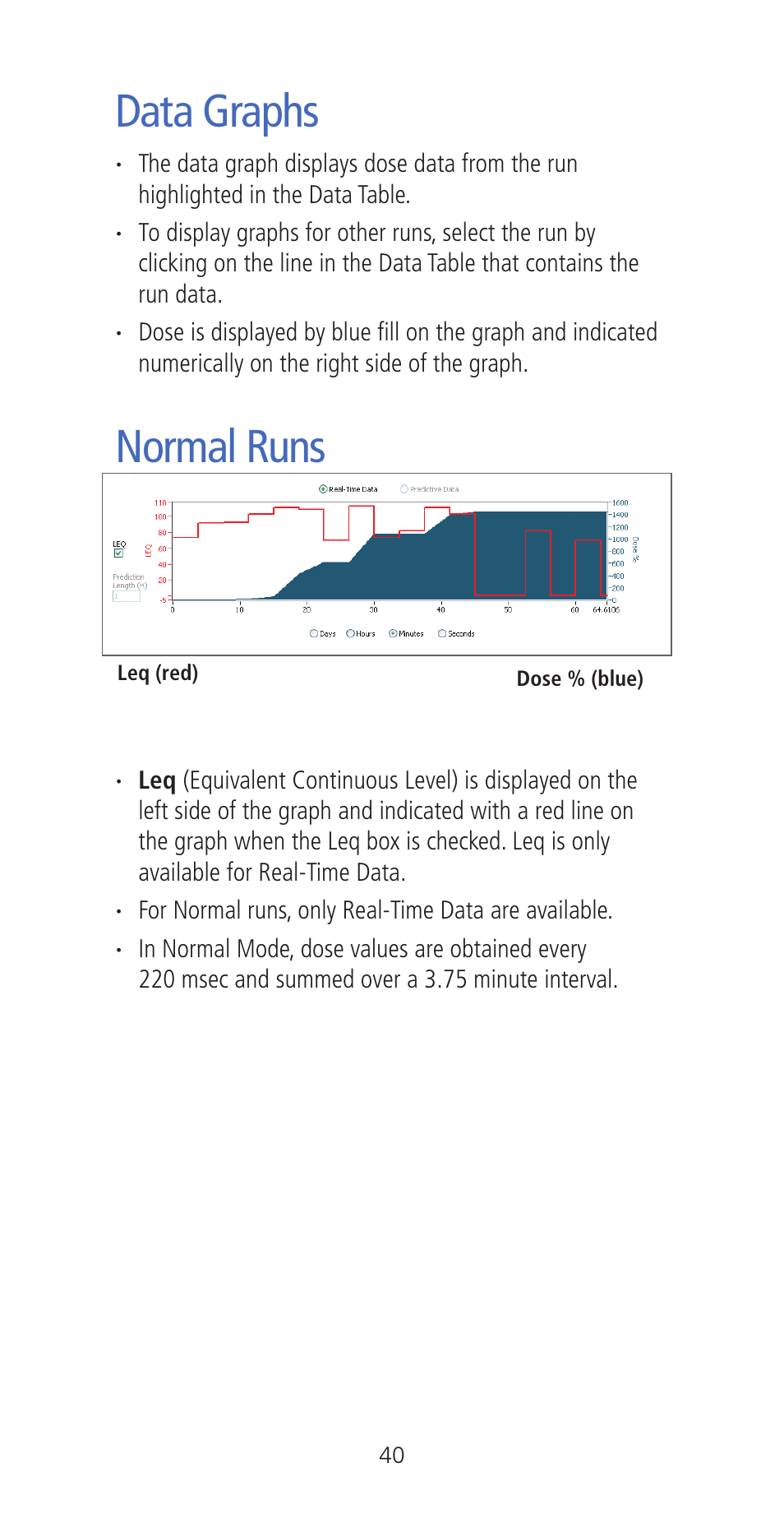 Data graphs, Normal runs | Etymotic ER•200DW8 Personal Noise Dosimeter with Data Logging User Manual | Page 40 / 47