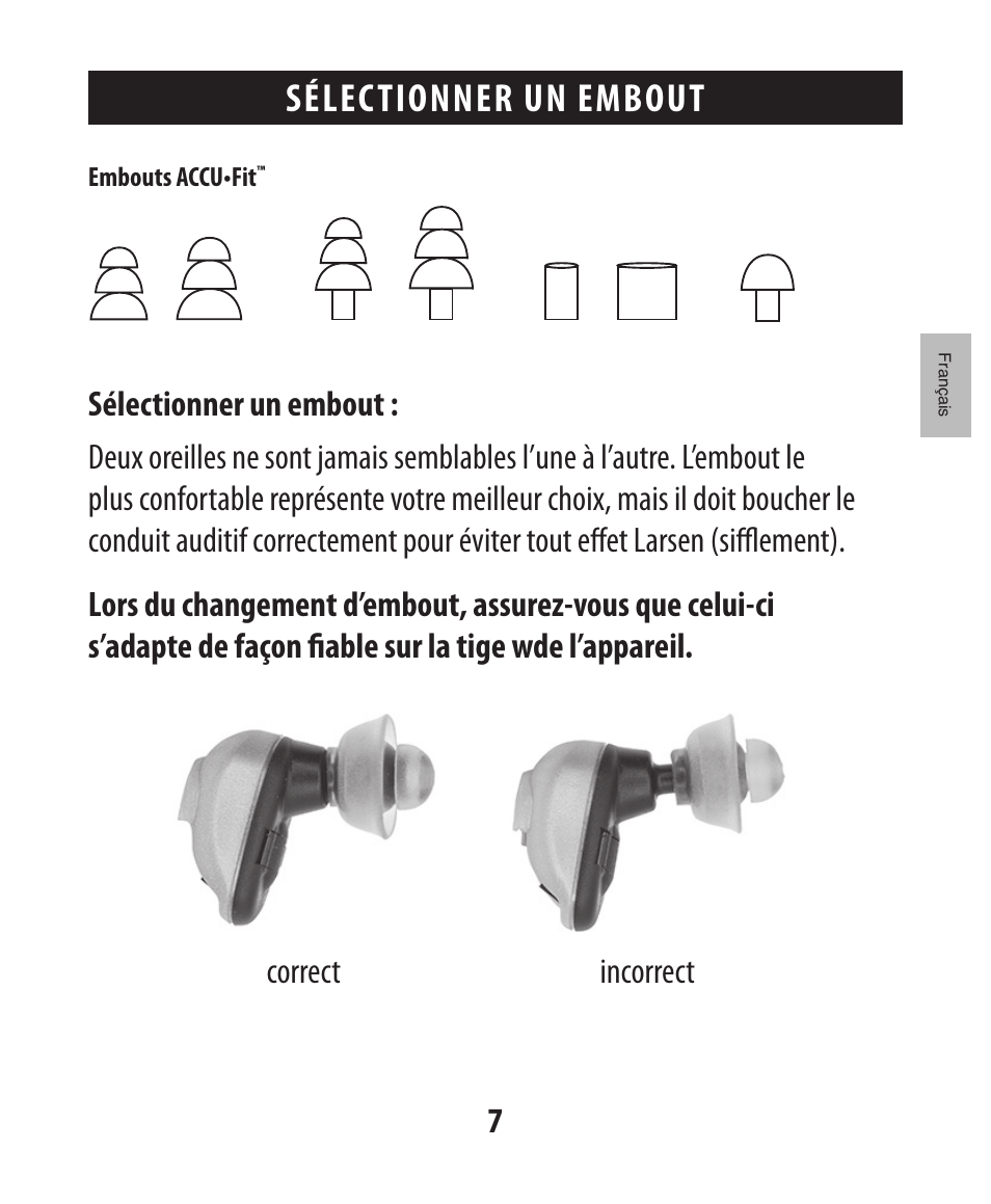Sélectionner un embout | Etymotic The BEAN® Quiet Sound Amplifier® User Manual | Page 22 / 86