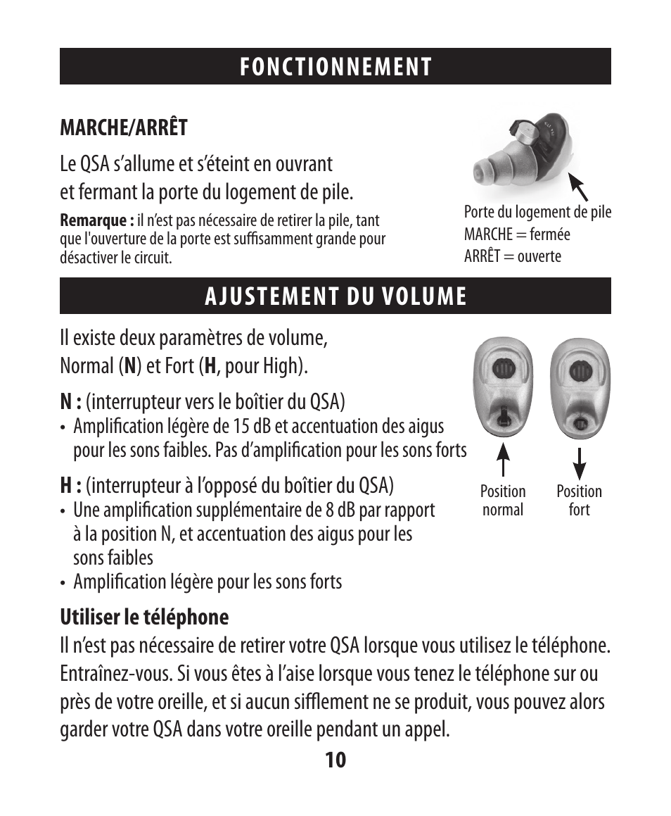 Fonctionnement ajustement du volume | Etymotic The BEAN® Quiet Sound Amplifier® User Manual | Page 25 / 86