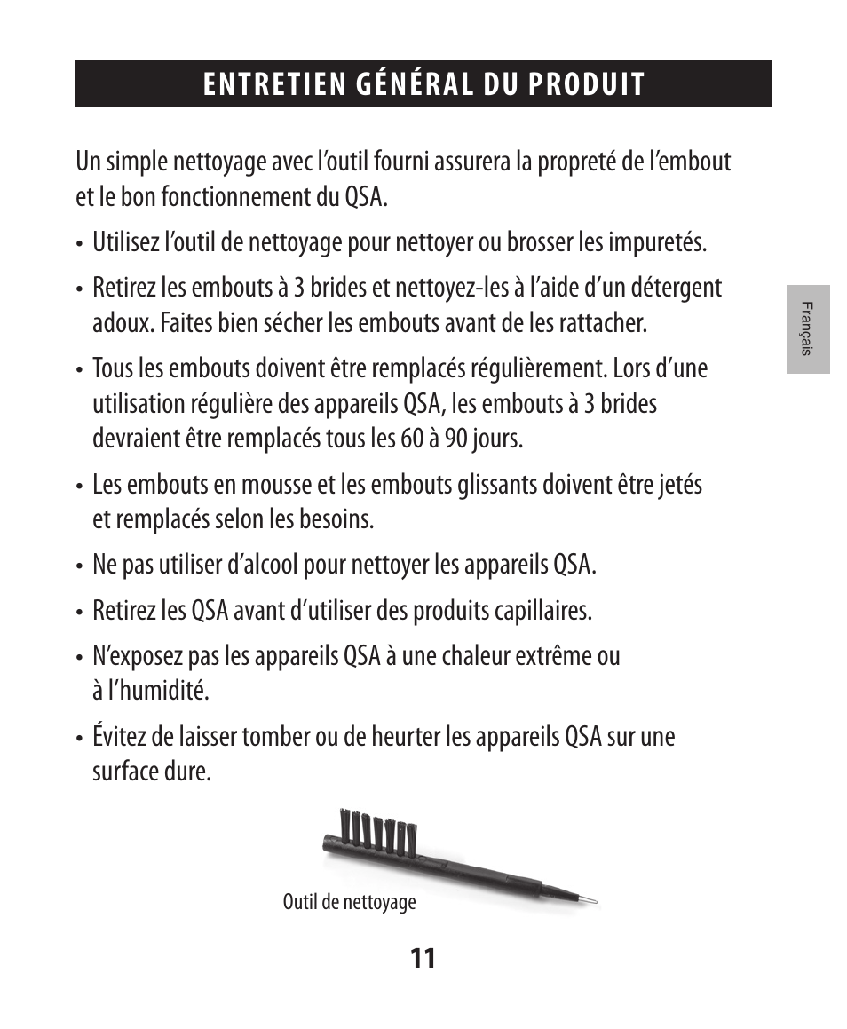 Entretien général du produit | Etymotic The BEAN® Quiet Sound Amplifier® User Manual | Page 26 / 86