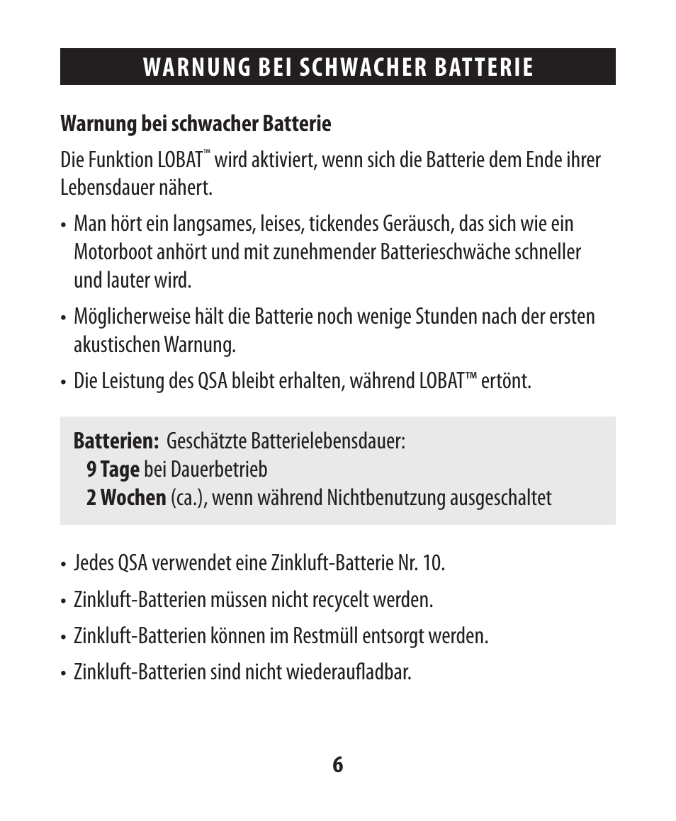 Warnung bei schwacher batterie | Etymotic The BEAN® Quiet Sound Amplifier® User Manual | Page 35 / 86