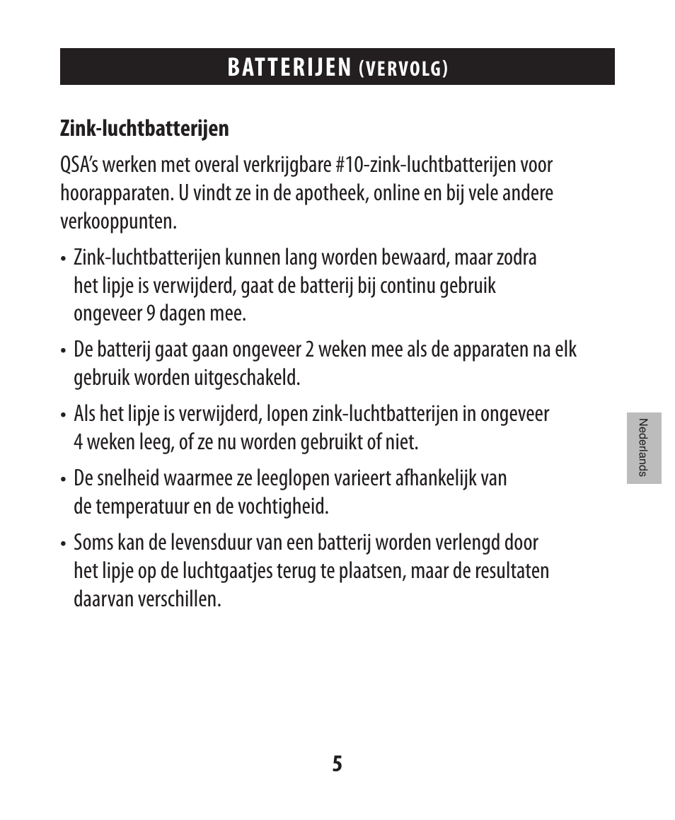 Batterijen | Etymotic The BEAN® Quiet Sound Amplifier® User Manual | Page 48 / 86