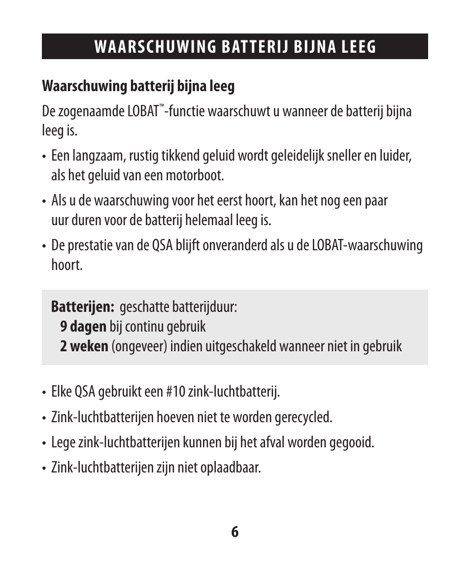 Waarschuwing batterij bijna leeg | Etymotic The BEAN® Quiet Sound Amplifier® User Manual | Page 49 / 86