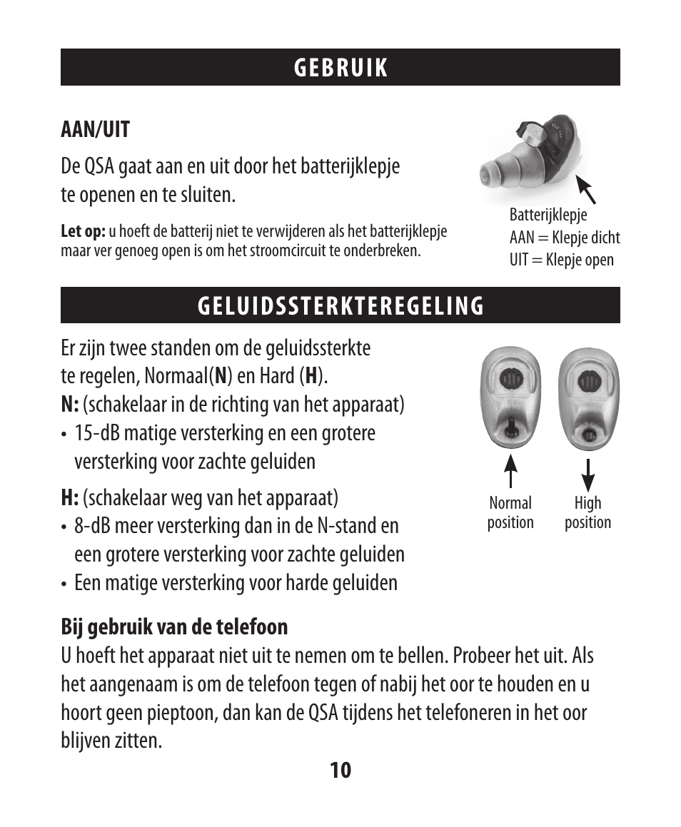 Gebruik geluidssterkteregeling | Etymotic The BEAN® Quiet Sound Amplifier® User Manual | Page 53 / 86