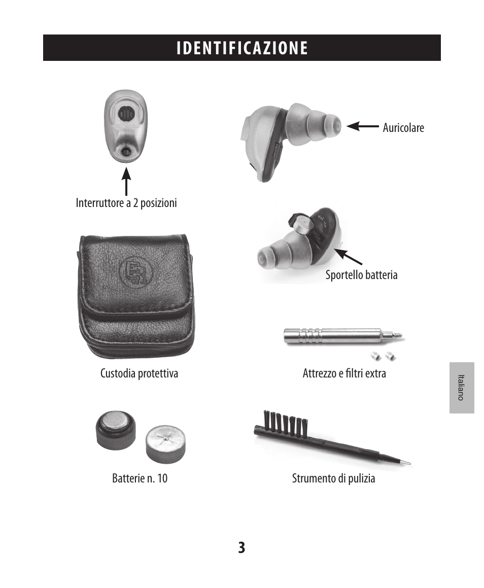 Identificazione | Etymotic The BEAN® Quiet Sound Amplifier® User Manual | Page 60 / 86