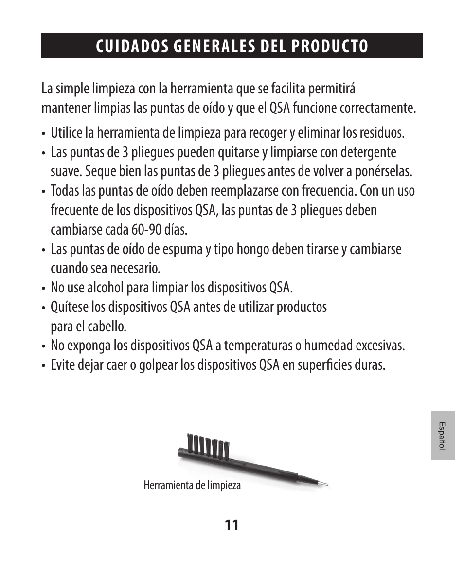 Cuidados generales del producto | Etymotic The BEAN® Quiet Sound Amplifier® User Manual | Page 82 / 86