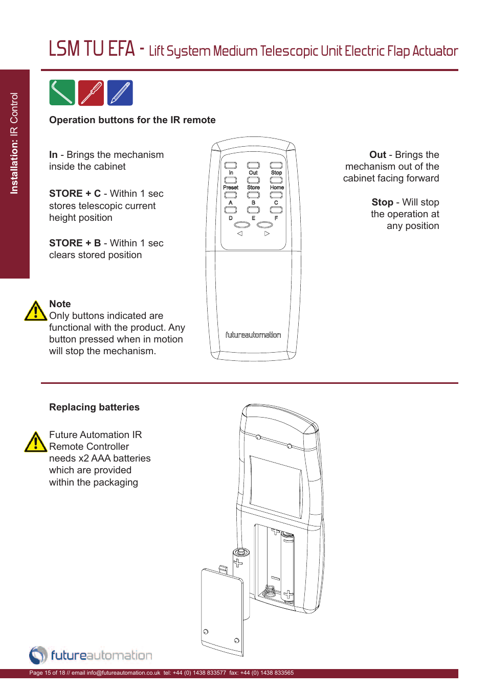 Lsm tu efa | Future Automation LSM-TU-EFA User Manual | Page 16 / 20