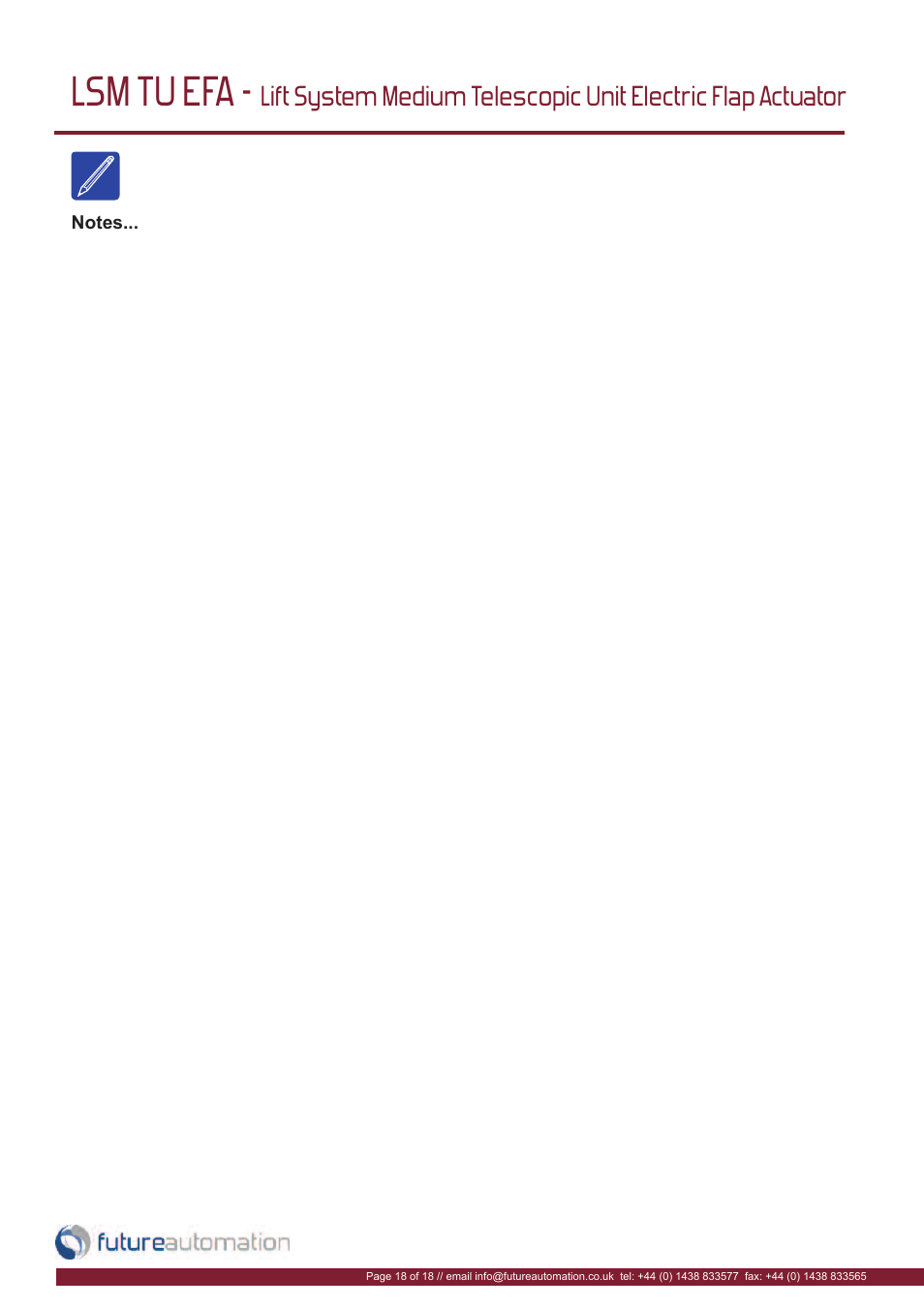 Lsm tu efa | Future Automation LSM-TU-EFA User Manual | Page 19 / 20