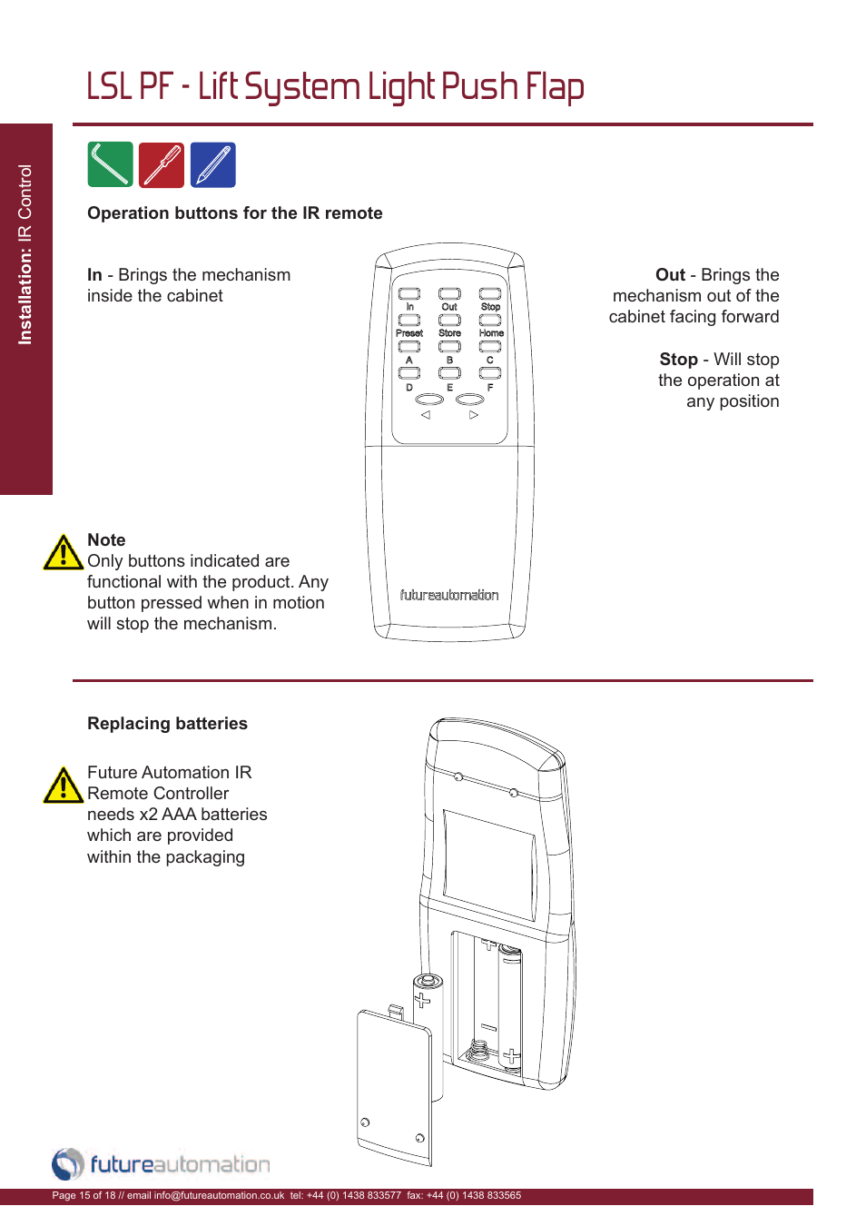 Lsl pf - lift system light push flap | Future Automation LSL-PF User Manual | Page 16 / 20