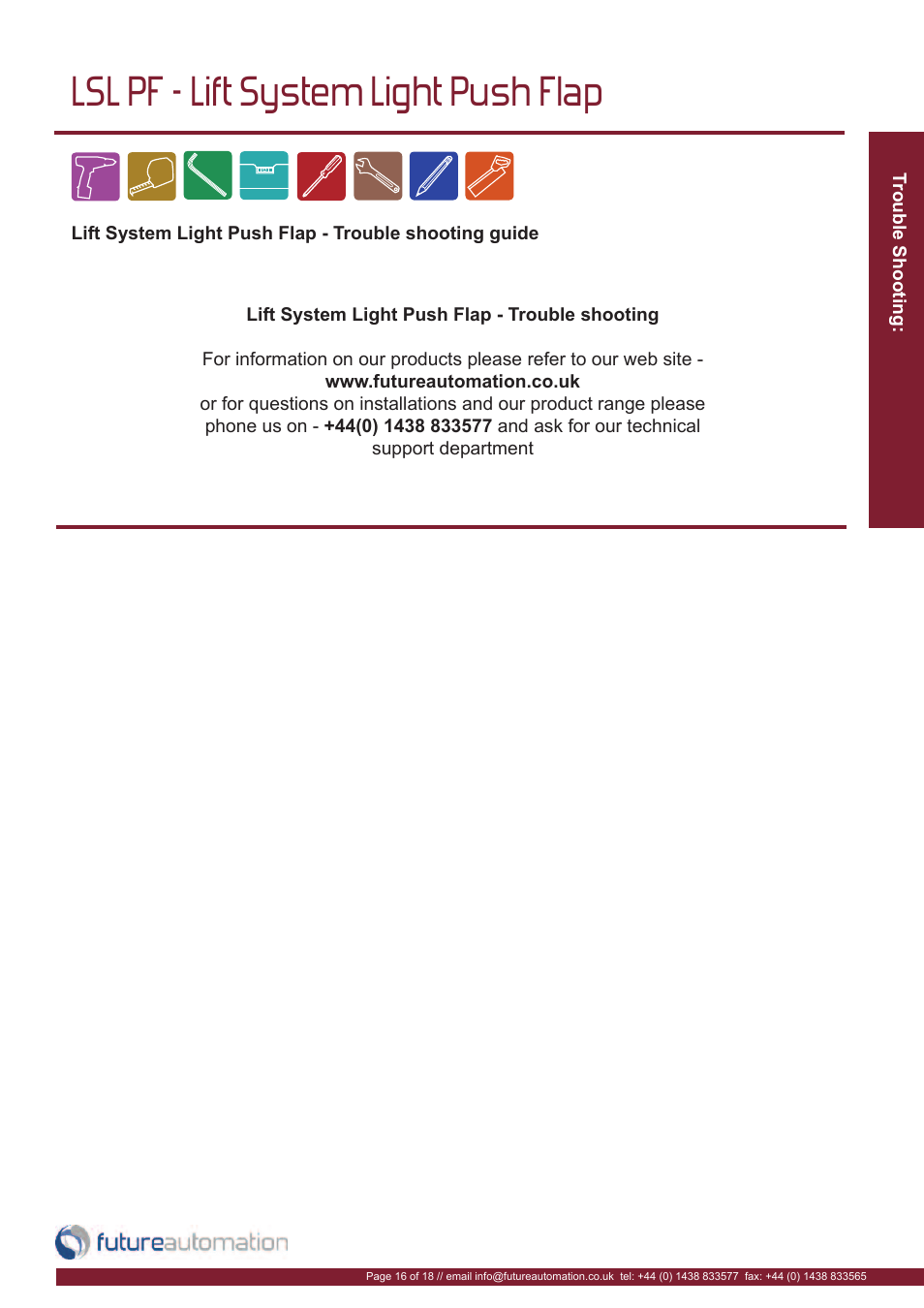 Lsl pf - lift system light push flap | Future Automation LSL-PF User Manual | Page 17 / 20