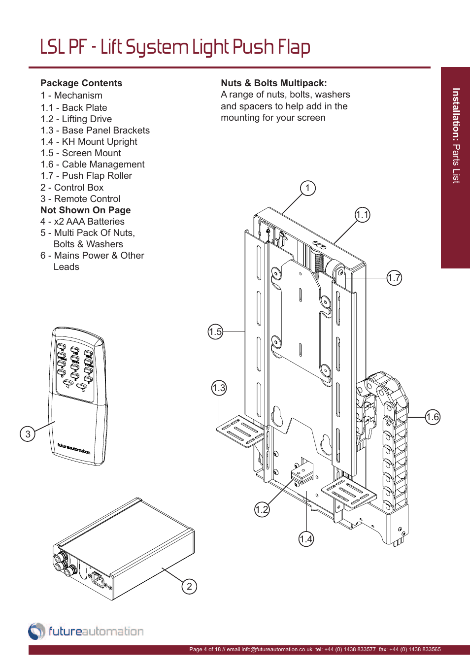 Lsl pf - lift system light push flap | Future Automation LSL-PF User Manual | Page 5 / 20