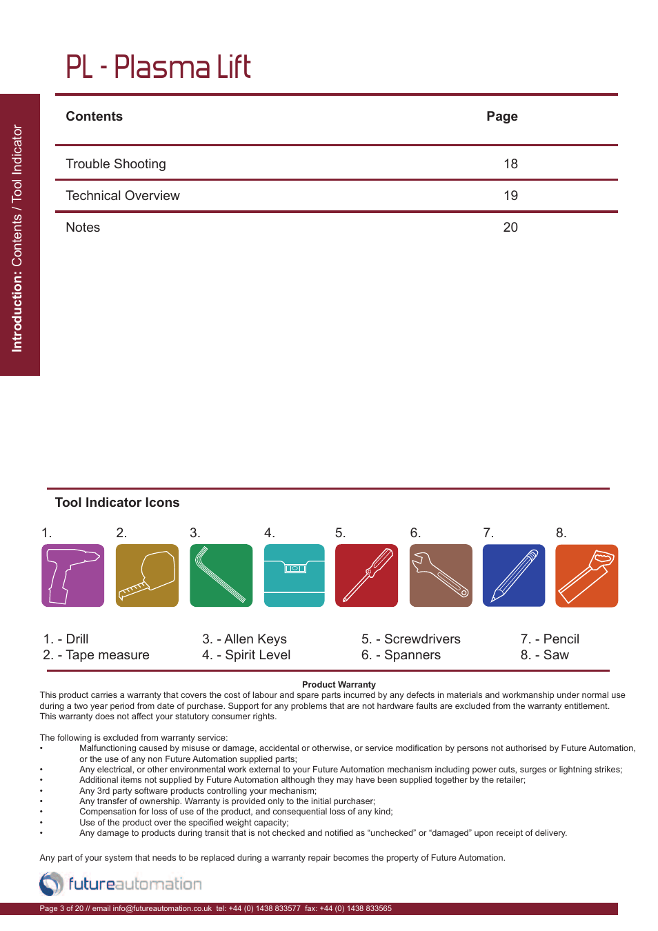 Pl - plasma lift | Future Automation PL User Manual | Page 4 / 22