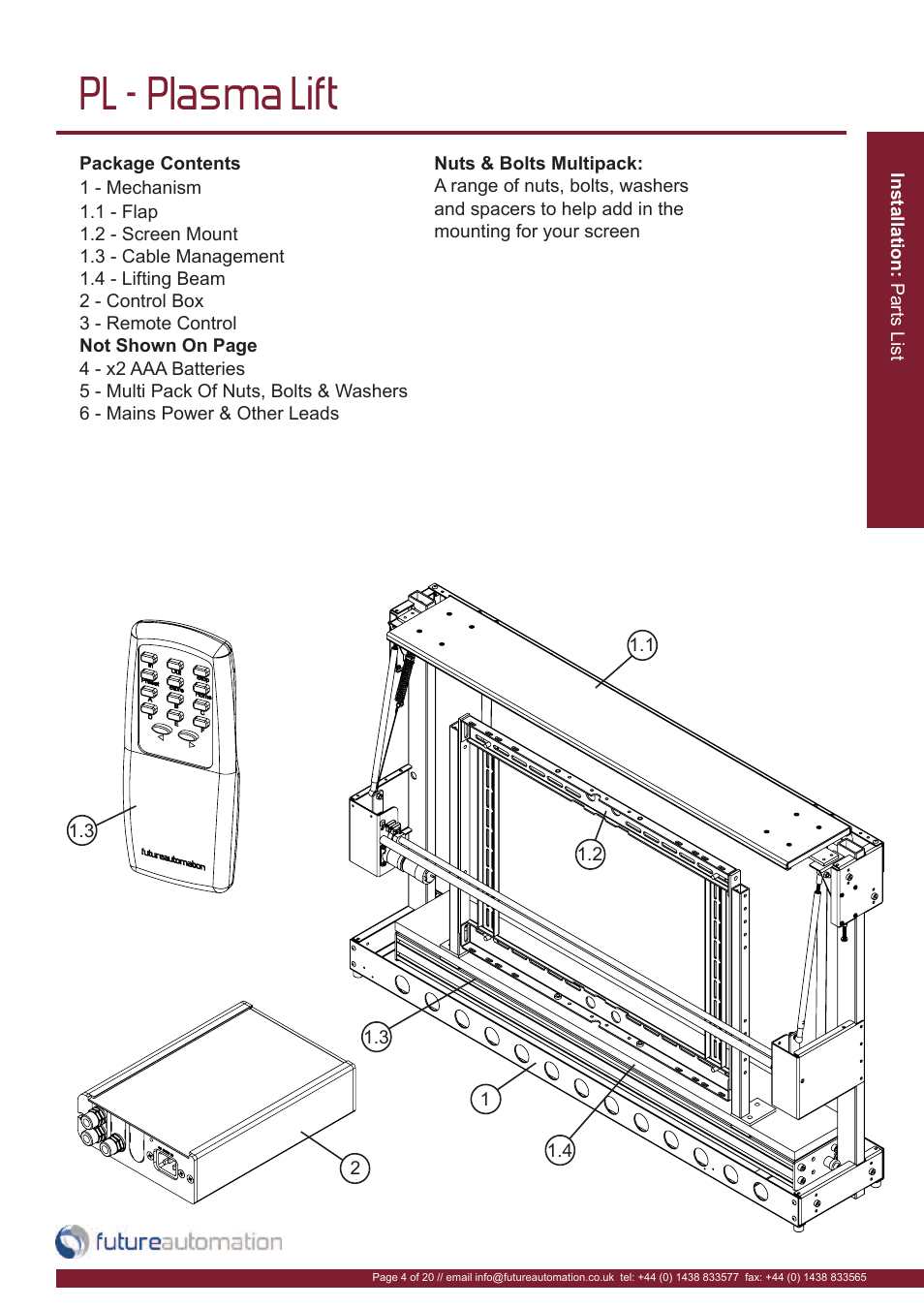 Pl - plasma lift | Future Automation PL User Manual | Page 5 / 22