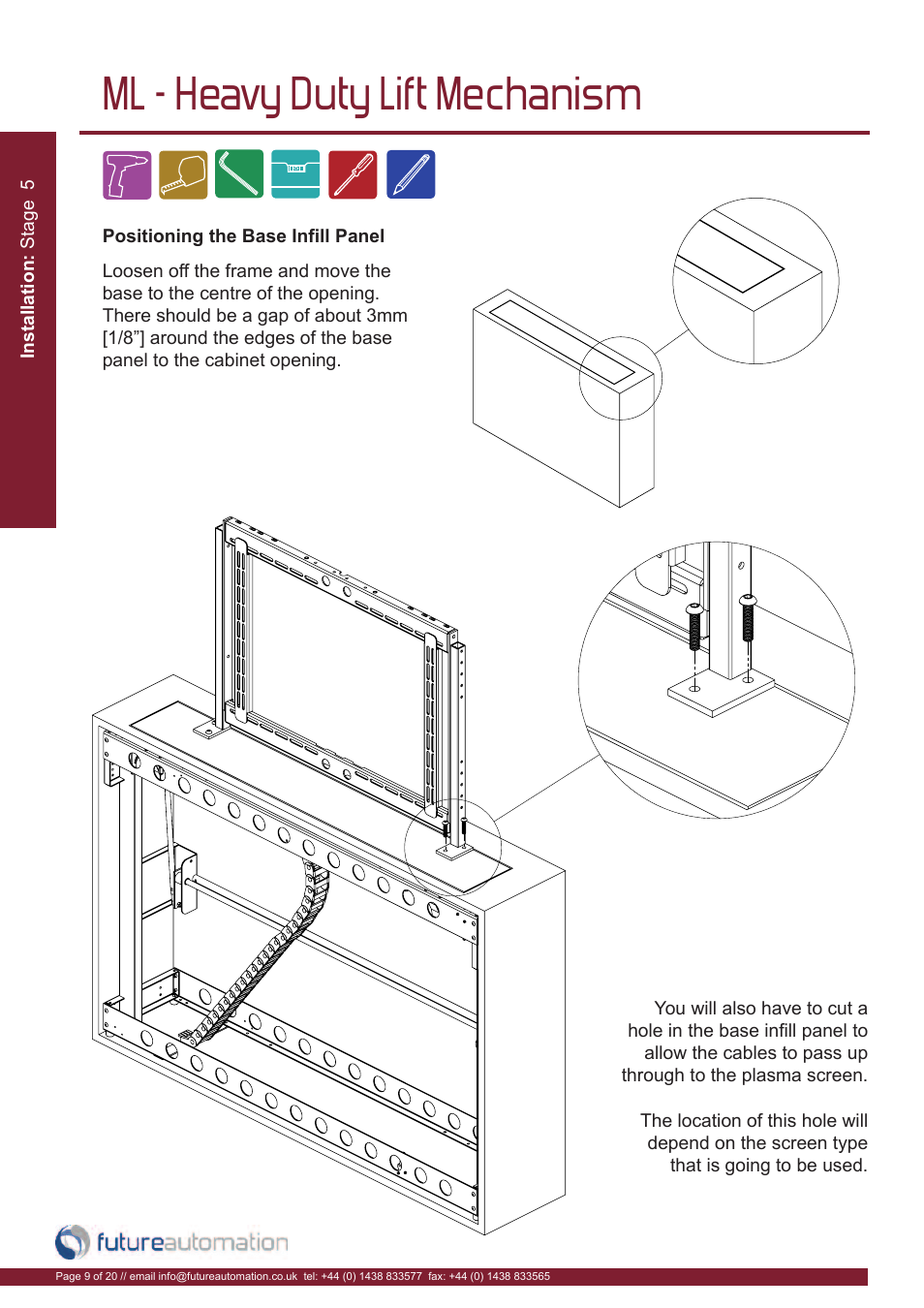 Ml - heavy duty lift mechanism | Future Automation ML User Manual | Page 10 / 22