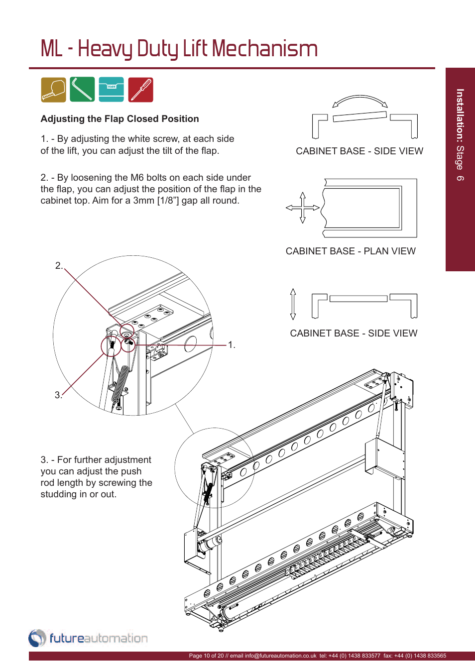Ml - heavy duty lift mechanism | Future Automation ML User Manual | Page 11 / 22