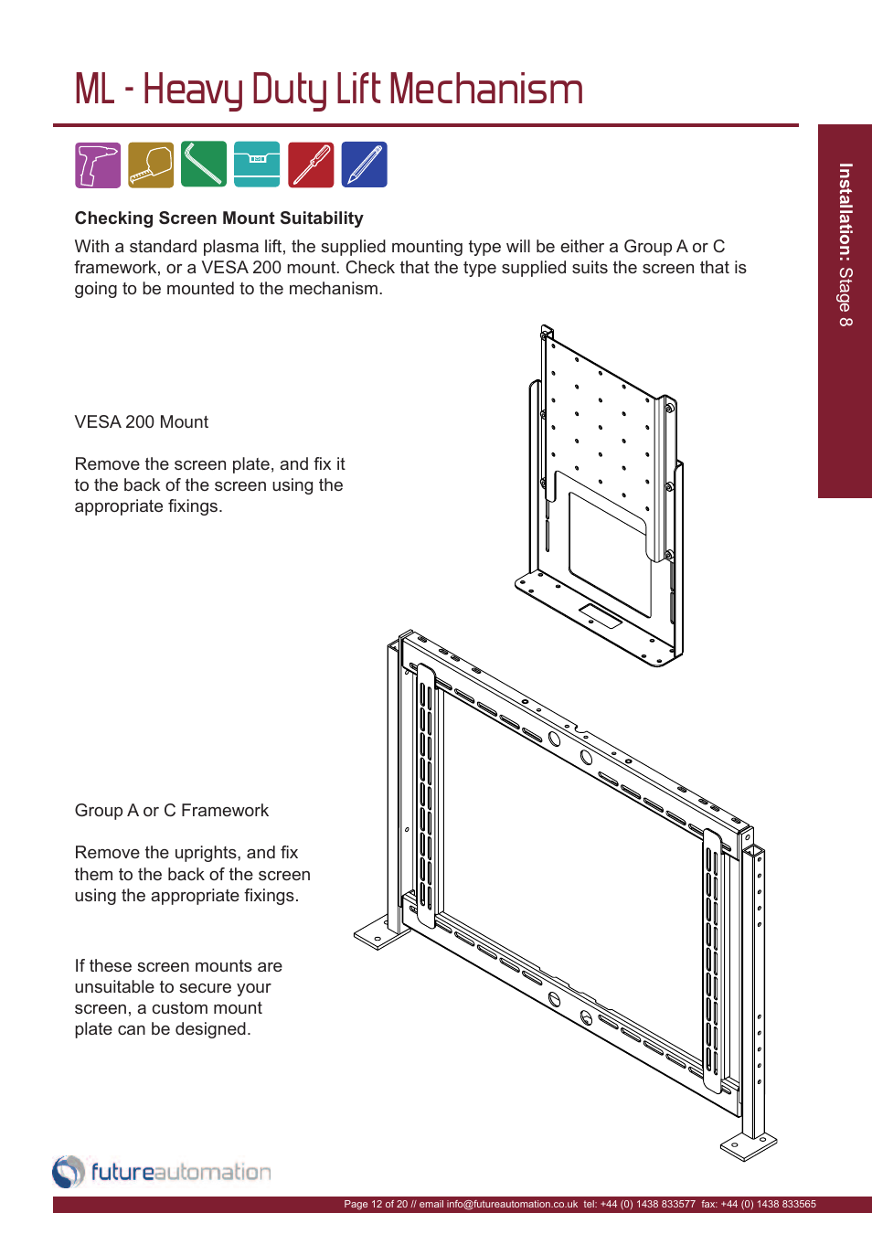 Ml - heavy duty lift mechanism | Future Automation ML User Manual | Page 13 / 22