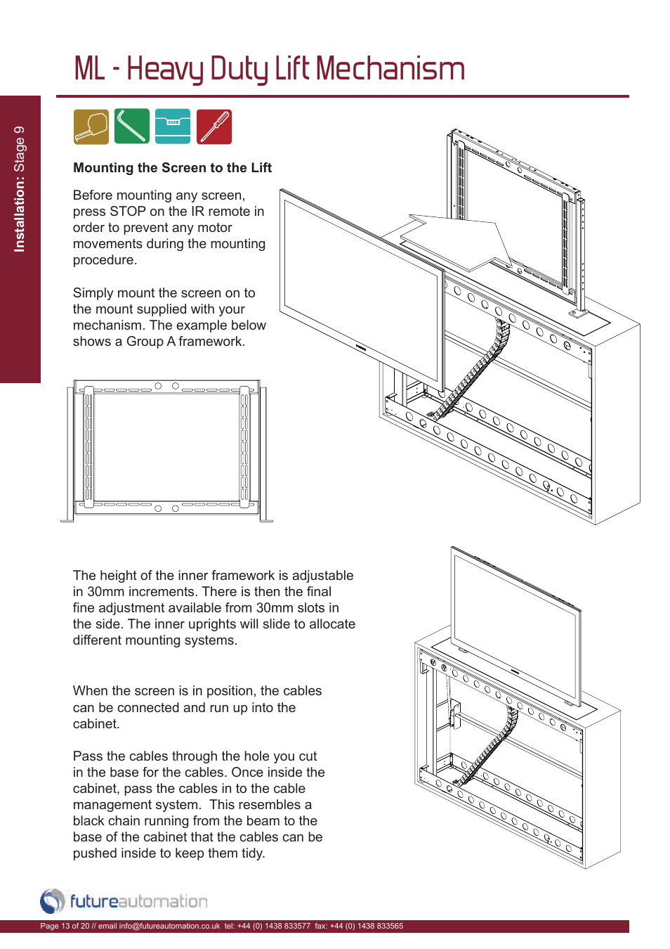 Ml - heavy duty lift mechanism | Future Automation ML User Manual | Page 14 / 22