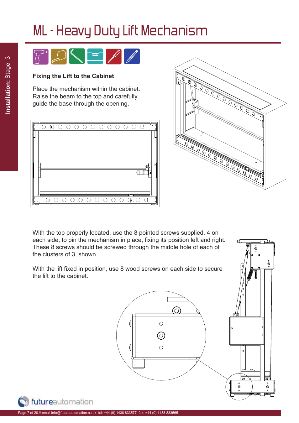 Ml - heavy duty lift mechanism | Future Automation ML User Manual | Page 8 / 22