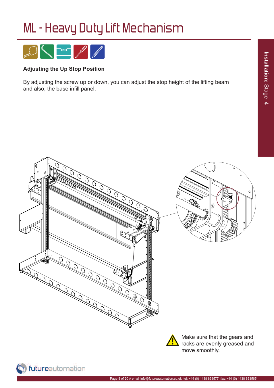 Ml - heavy duty lift mechanism | Future Automation ML User Manual | Page 9 / 22