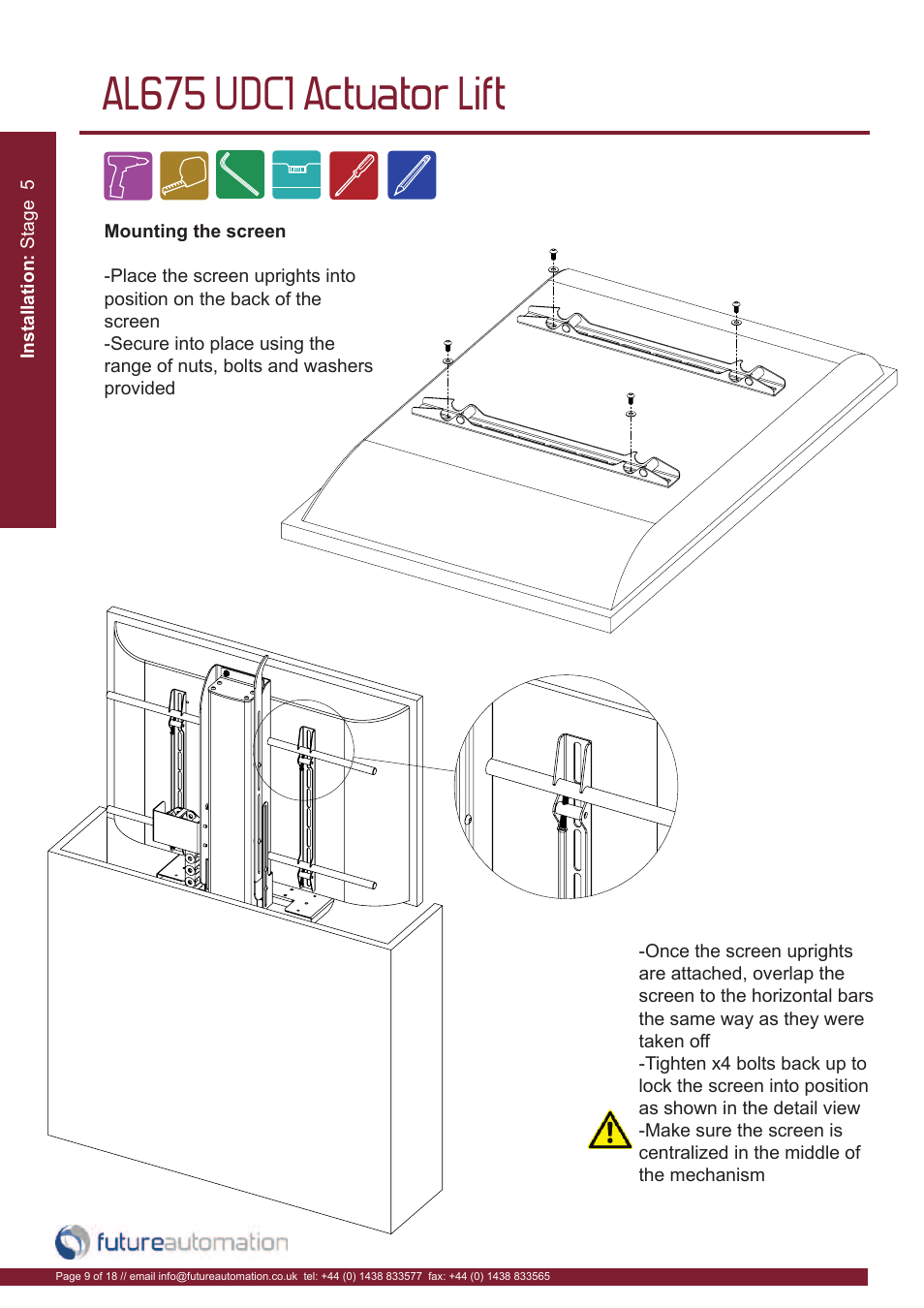 Al675 udc1 actuator lift | Future Automation AL675 User Manual | Page 10 / 20