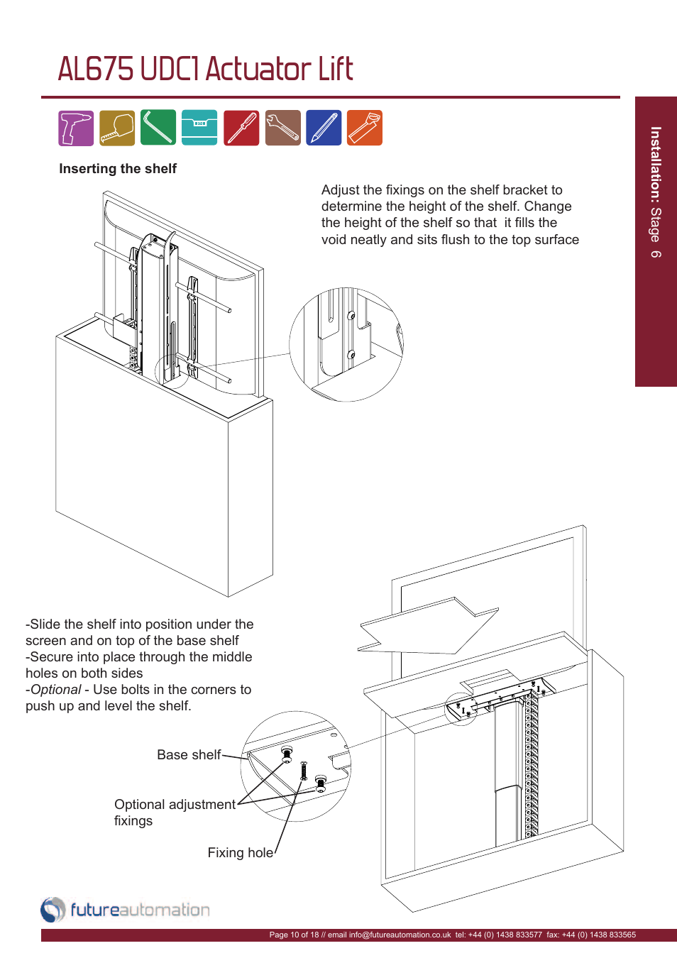 Al675 udc1 actuator lift | Future Automation AL675 User Manual | Page 11 / 20