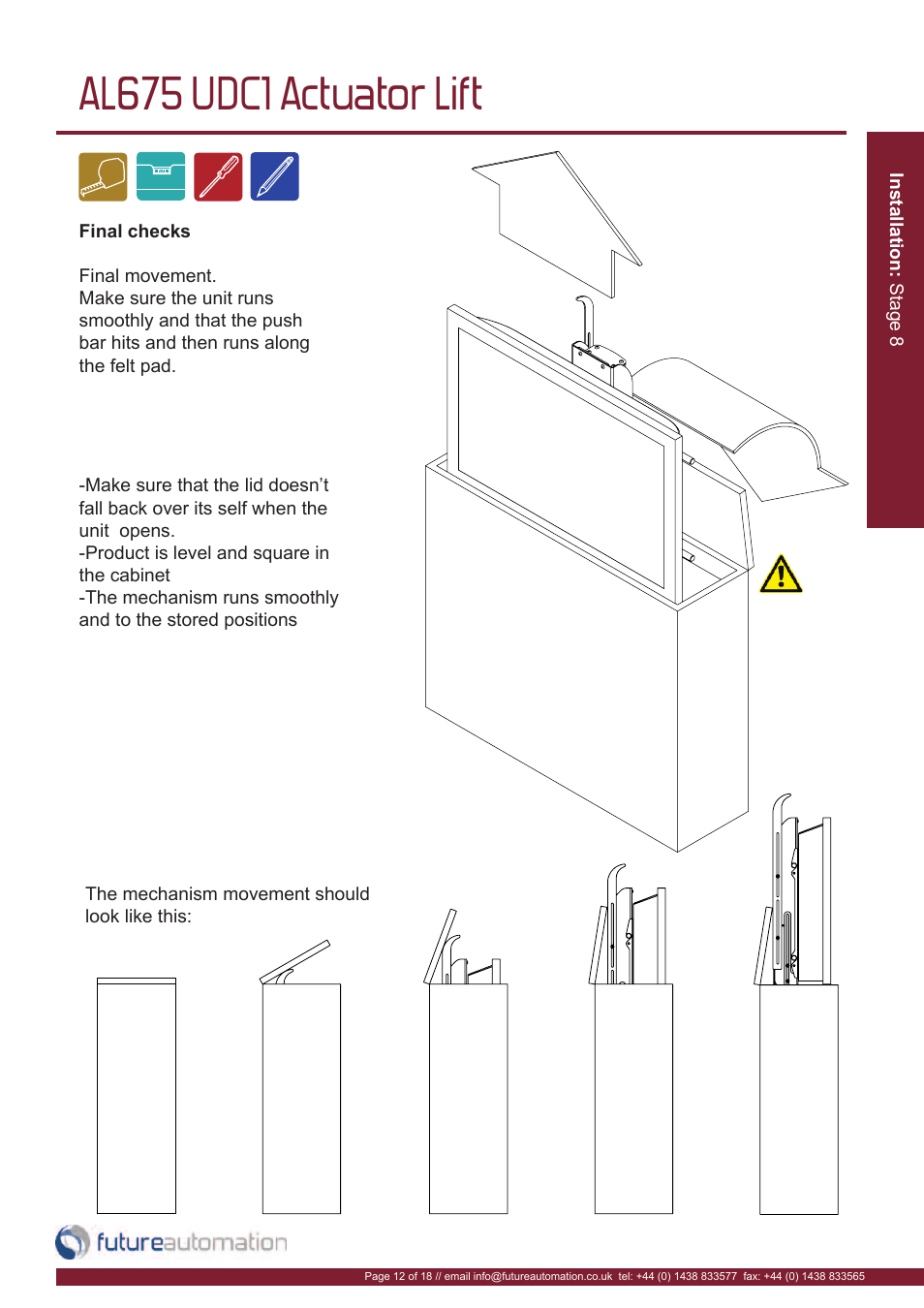 Al675 udc1 actuator lift | Future Automation AL675 User Manual | Page 13 / 20