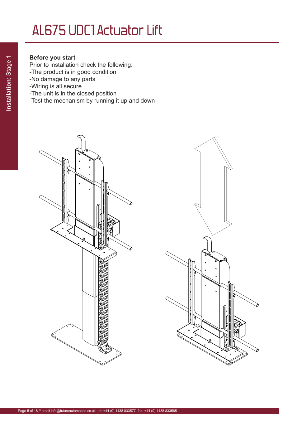 Al675 udc1 actuator lift | Future Automation AL675 User Manual | Page 6 / 20