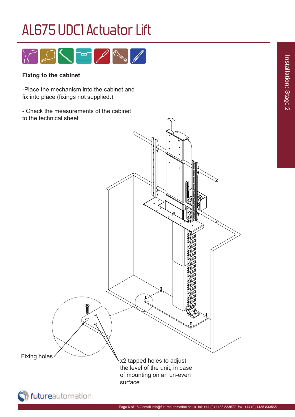 Al675 udc1 actuator lift | Future Automation AL675 User Manual | Page 7 / 20
