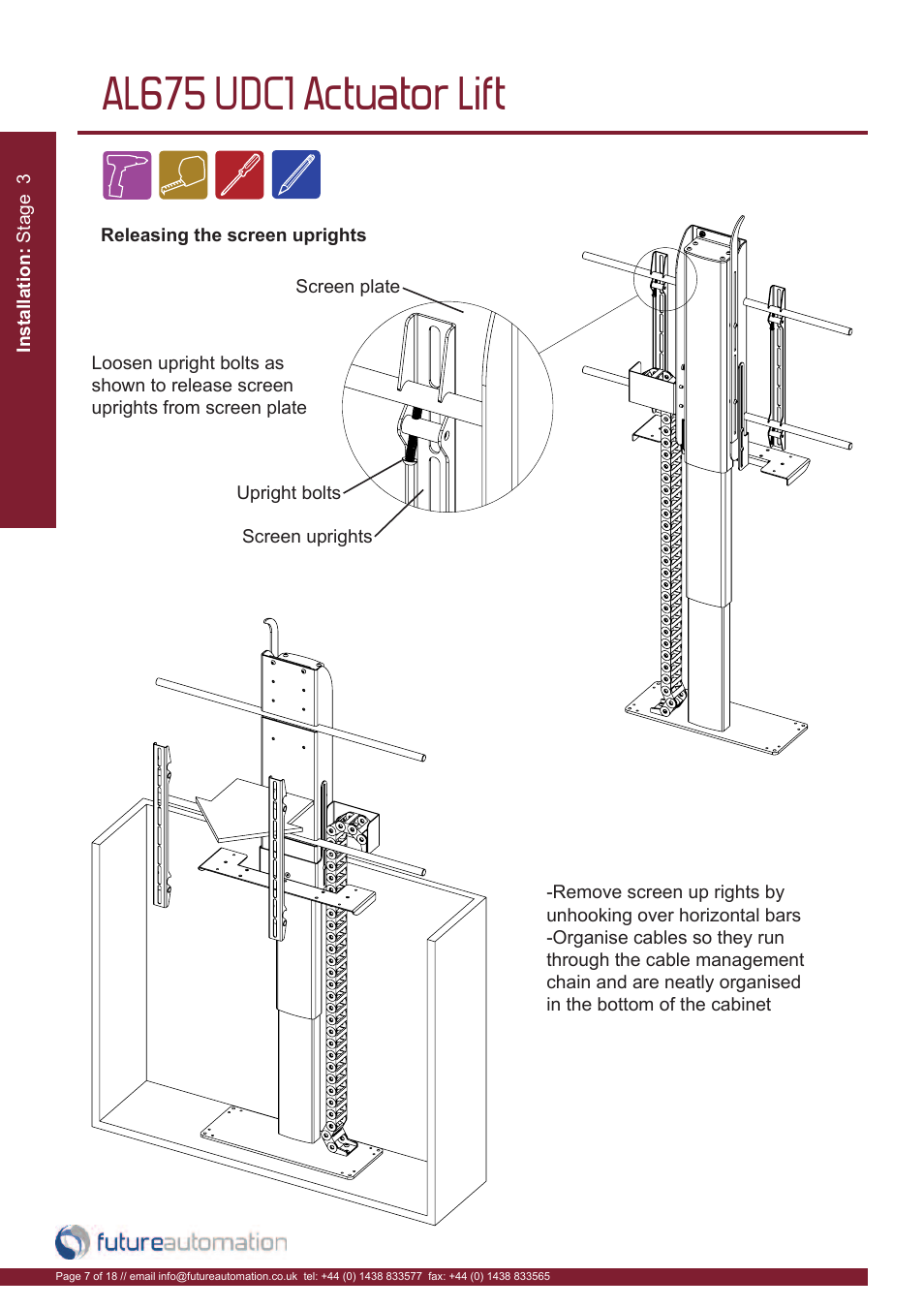 Al675 udc1 actuator lift | Future Automation AL675 User Manual | Page 8 / 20