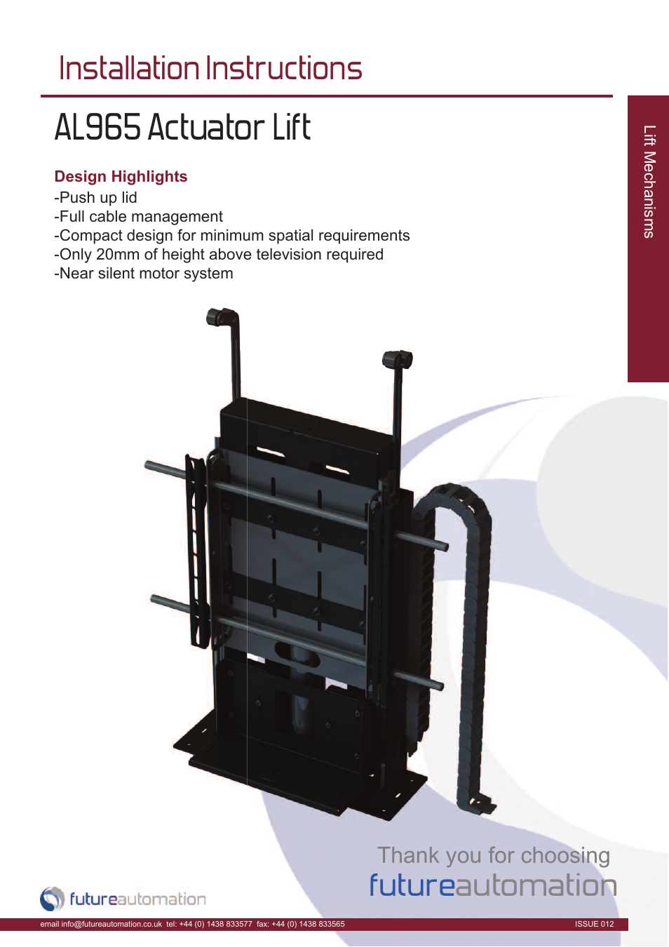 Future Automation AL965 User Manual | 20 pages