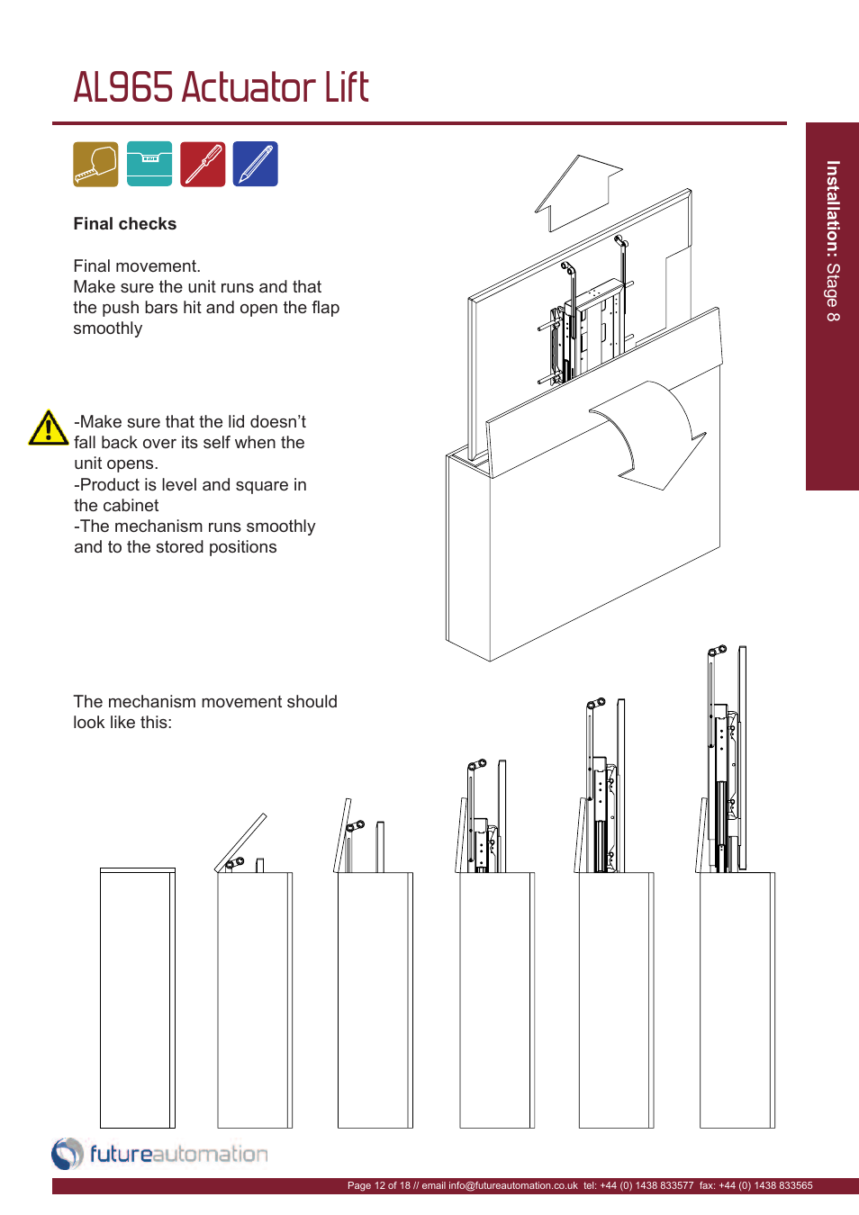 Al965 actuator lift | Future Automation AL965 User Manual | Page 13 / 20