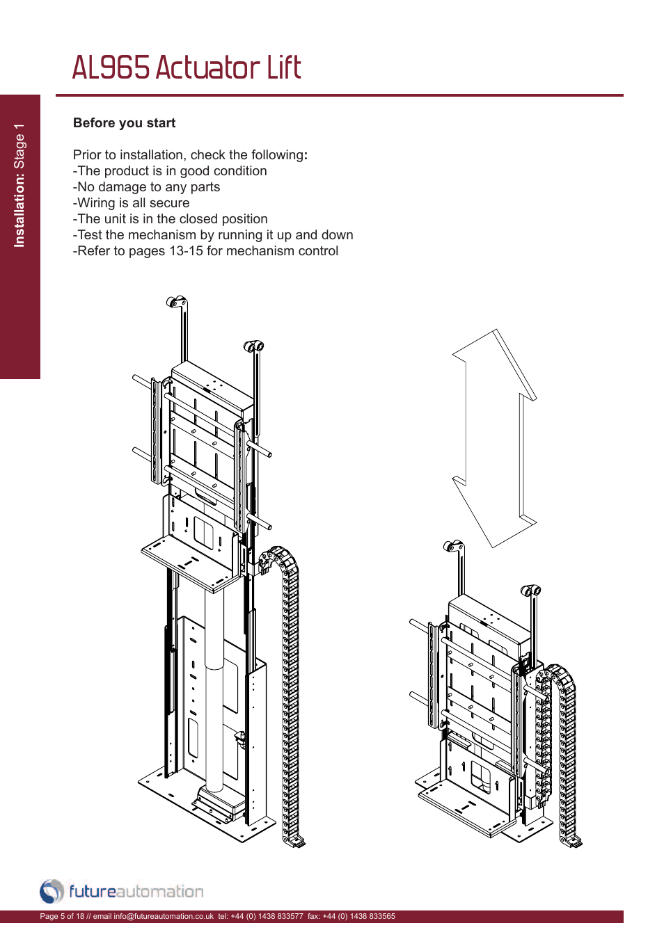 Al965 actuator lift | Future Automation AL965 User Manual | Page 6 / 20