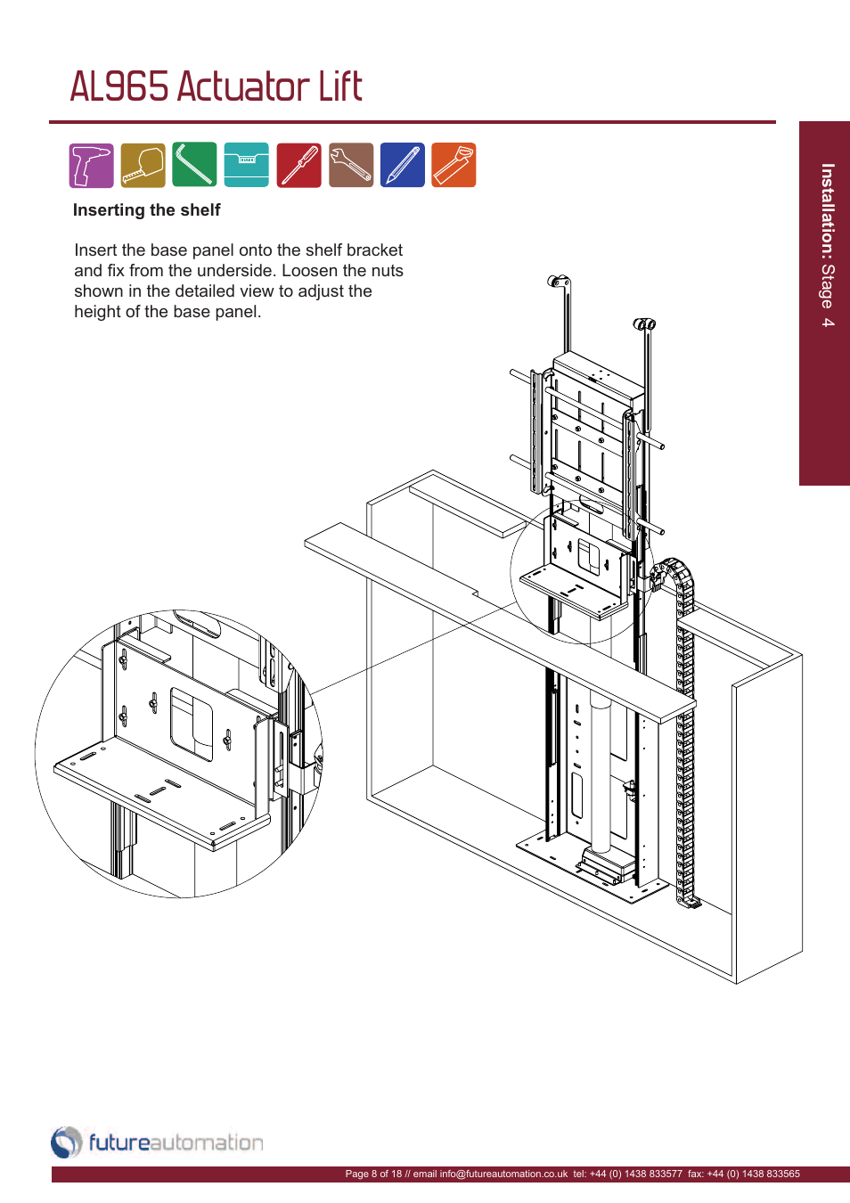 Al965 actuator lift | Future Automation AL965 User Manual | Page 9 / 20