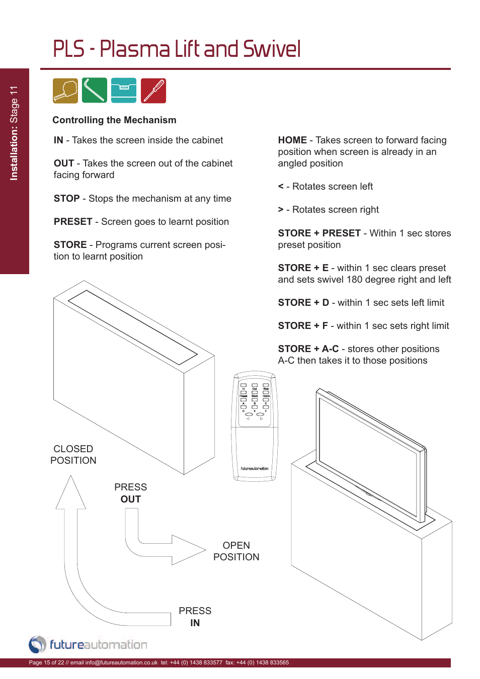 Pls - plasma lift and swivel | Future Automation PLS User Manual | Page 16 / 24