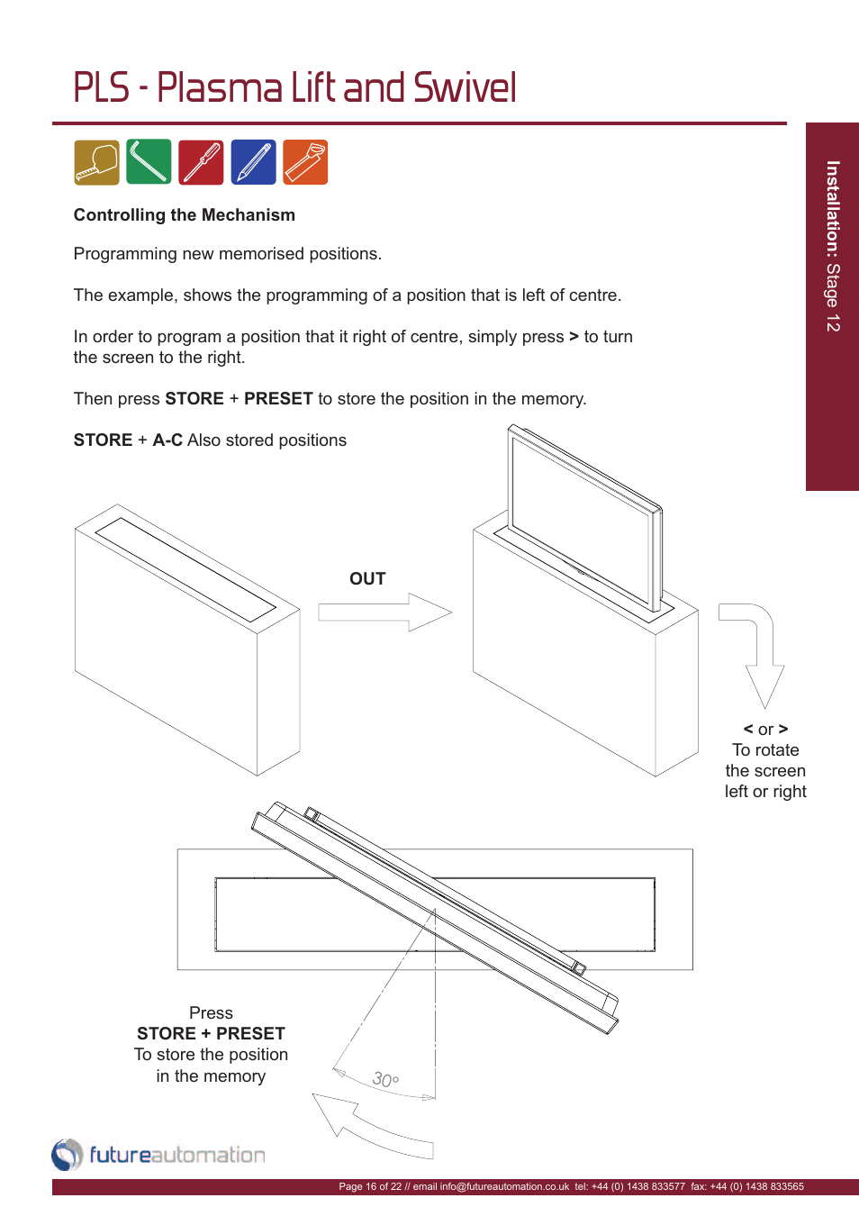 Pls - plasma lift and swivel | Future Automation PLS User Manual | Page 17 / 24