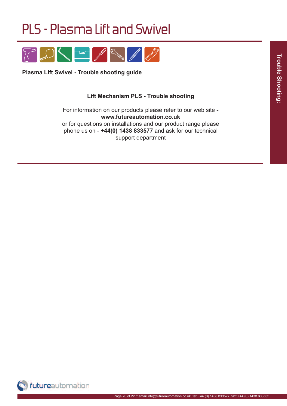 Pls - plasma lift and swivel | Future Automation PLS User Manual | Page 21 / 24
