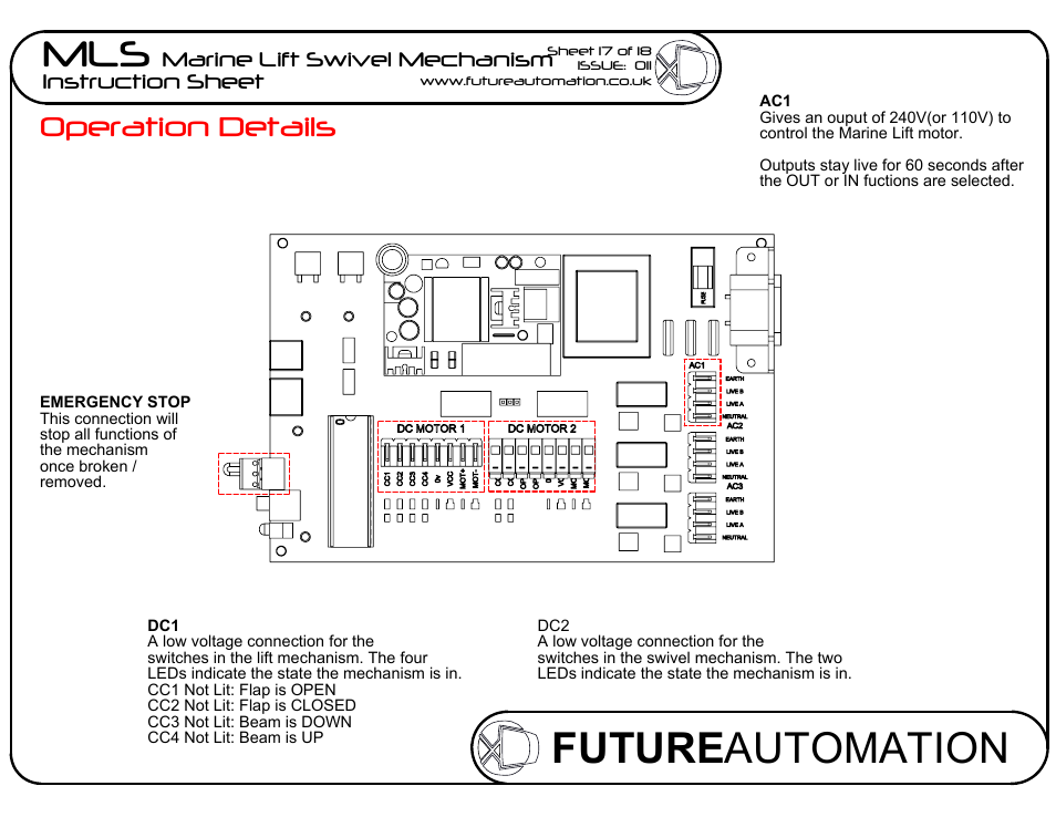Sheet18, Drawing view116, Future automation mls | Operation details, Marine lift swivel mechanism instruction sheet | Future Automation MLS User Manual | Page 18 / 19