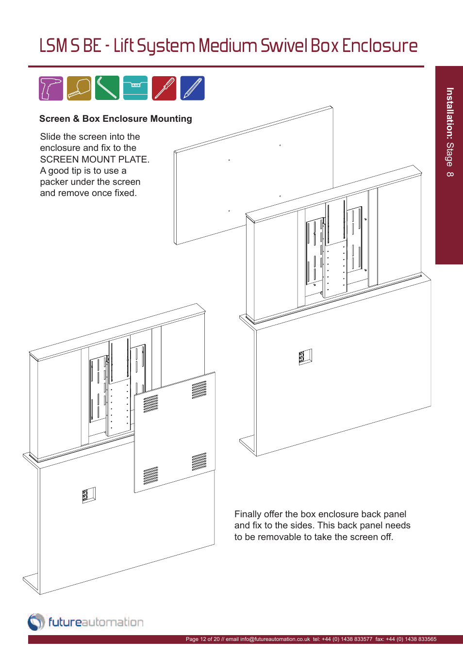 Lsm s be - lift system medium swivel box enclosure | Future Automation LSM-S-BE User Manual | Page 13 / 22