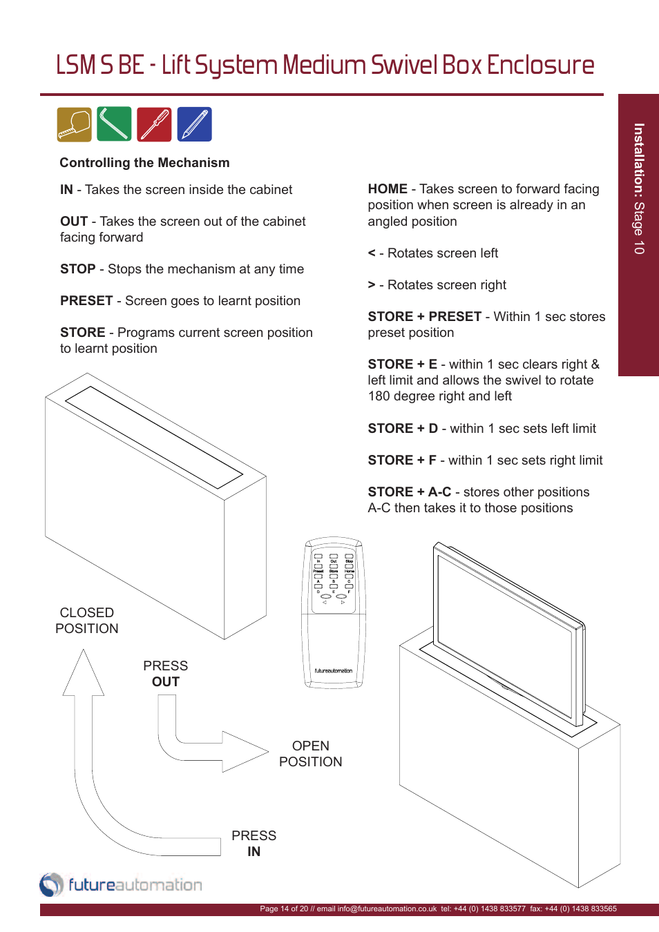 Lsm s be - lift system medium swivel box enclosure | Future Automation LSM-S-BE User Manual | Page 15 / 22