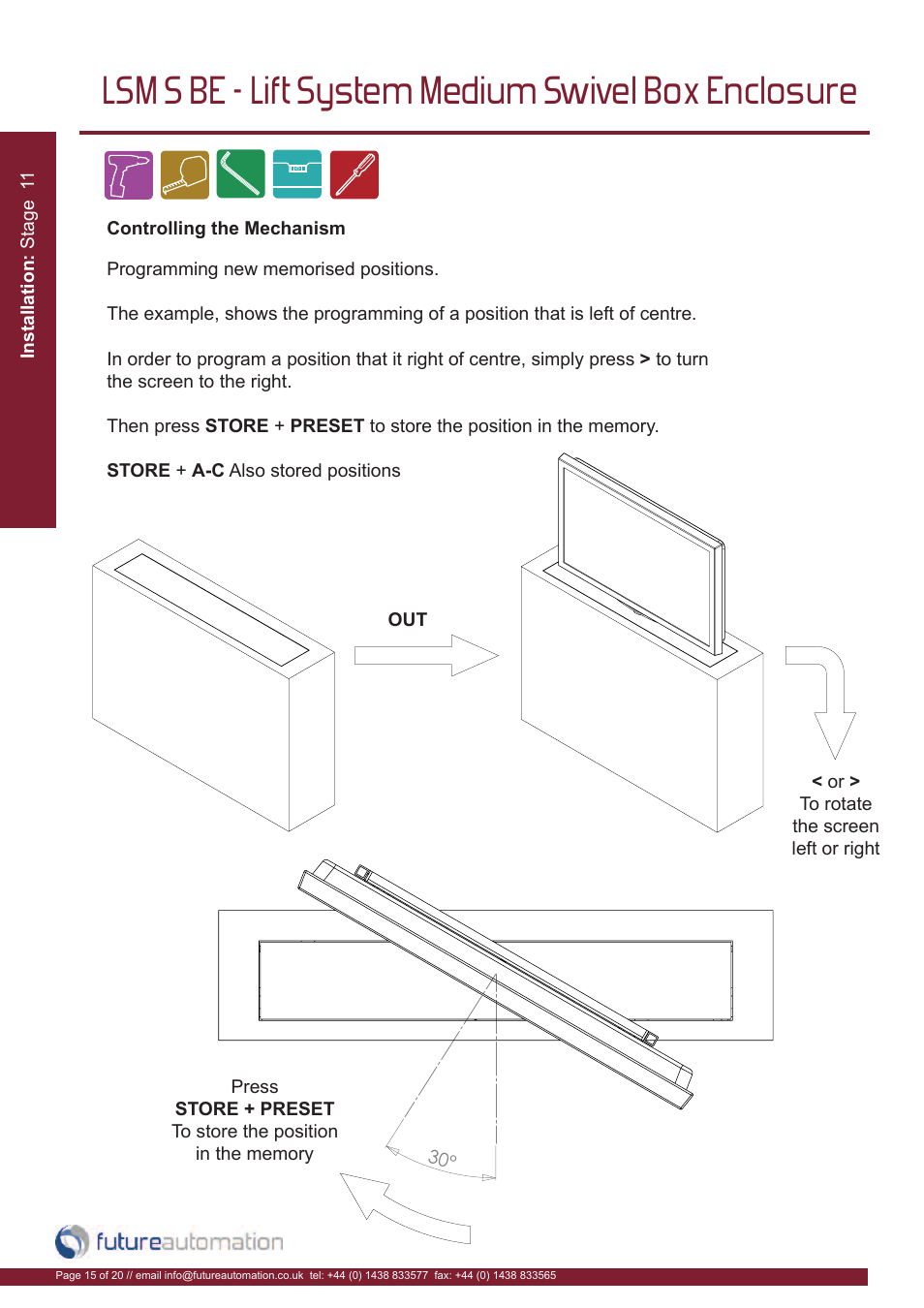 Lsm s be - lift system medium swivel box enclosure | Future Automation LSM-S-BE User Manual | Page 16 / 22