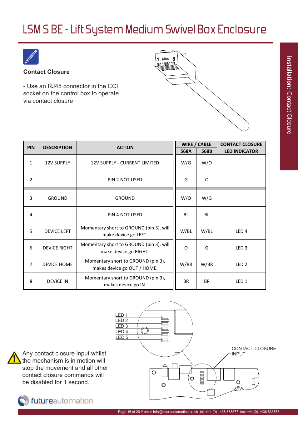Lsm s be - lift system medium swivel box enclosure | Future Automation LSM-S-BE User Manual | Page 17 / 22