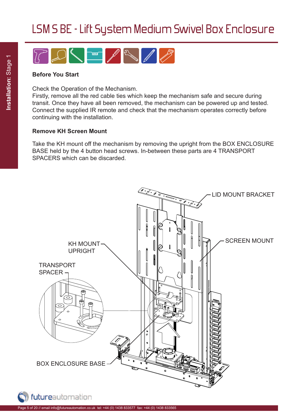 Lsm s be - lift system medium swivel box enclosure | Future Automation LSM-S-BE User Manual | Page 6 / 22