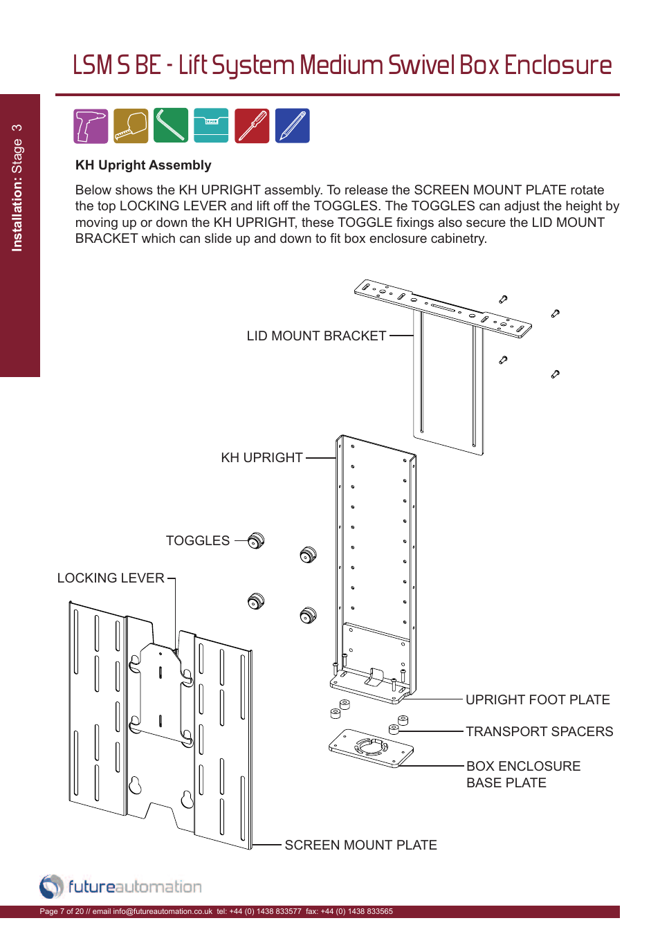 Lsm s be - lift system medium swivel box enclosure | Future Automation LSM-S-BE User Manual | Page 8 / 22