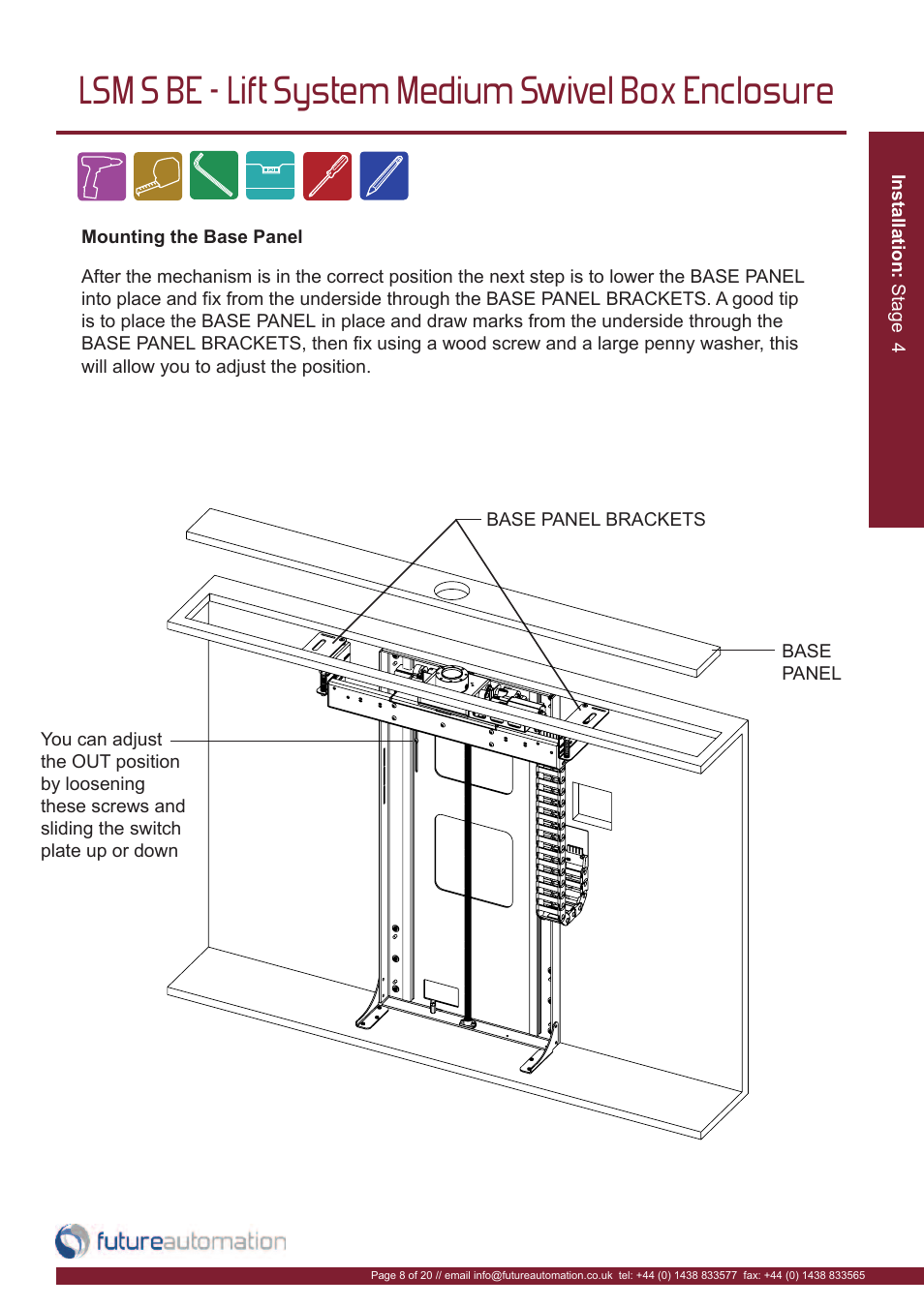 Lsm s be - lift system medium swivel box enclosure | Future Automation LSM-S-BE User Manual | Page 9 / 22